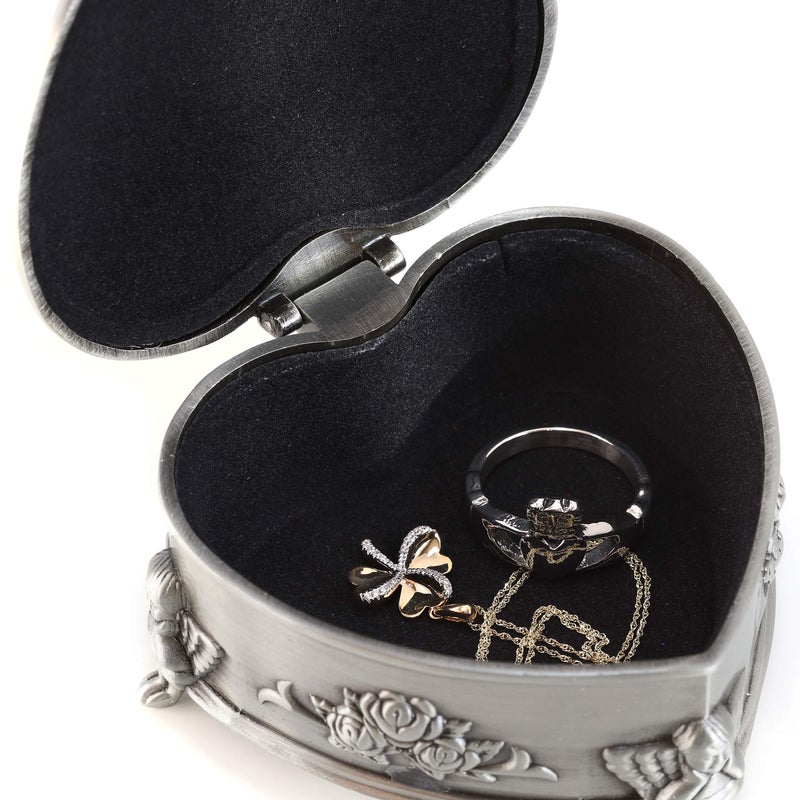 Biddy Murphy Irish Gifts Irish Jewelry Box Heart-Shaped May the Road Rise Medallion Pewter Made in Ireland - Image 4